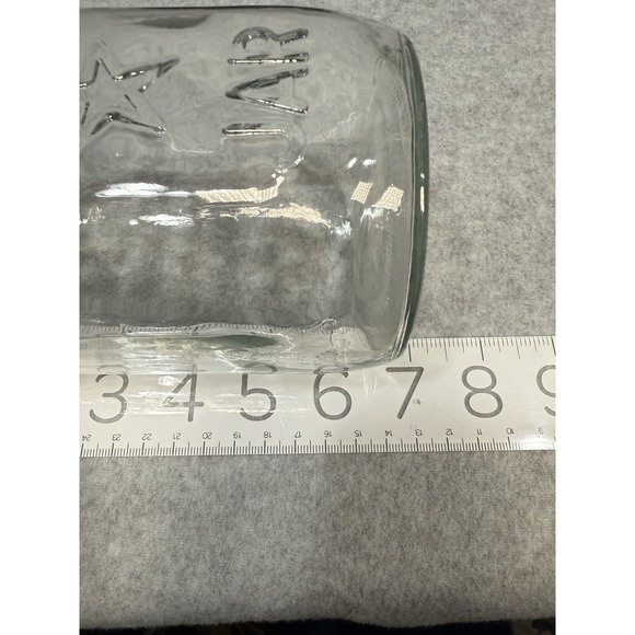 Vtg Clear Glass 1 qt STAR Mason Jar Embossed Rustic Farmhouse Wedding Decor - Picture 10 of 12